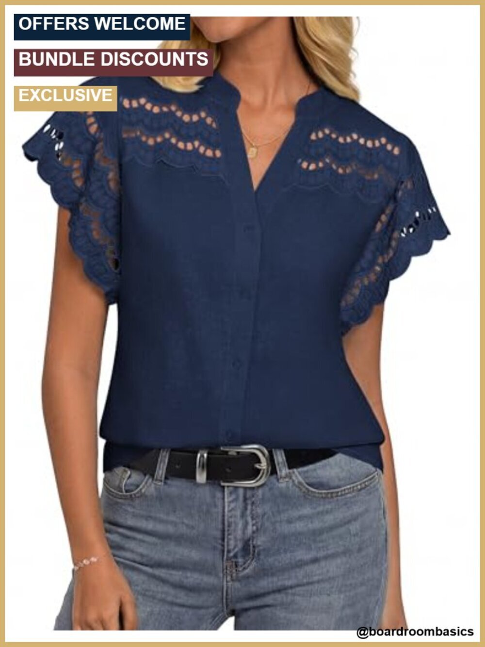 Cotton Linen Eyelet Flowy Blouses V Neck Button Down Shirts Summer Tops